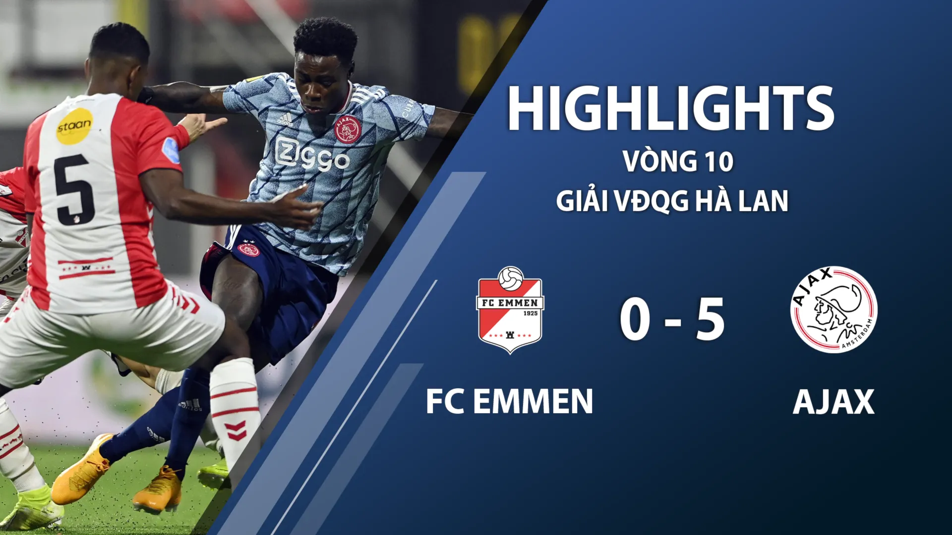 Highlights FC Emmen 0-5 Ajax (vòng 10 giải VĐQG Hà Lan 2020/21)