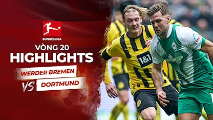 Highlights Werder Bremen - Dortmund (Vòng 20 - Giải VĐQG Đức 2022/23)