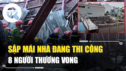 Sập mái nhà đang thi công ở Thái Bình, 8 người thương vong
