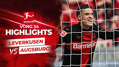 Highlights Leverkusen - Augsburg (Vòng 34 - Giải VĐQG Đức 2023/24)