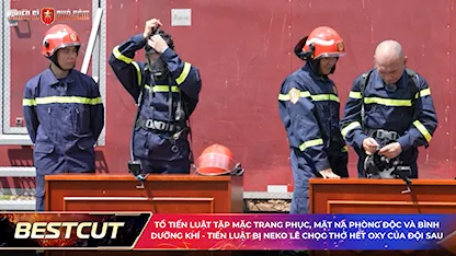 Tổ Tiến Luật tập mặc trang phục, mặt nạ phòng độc và bình dưỡng khí - Tiến Luật bị Neko Lê chọc thở hết oxy của đội sau