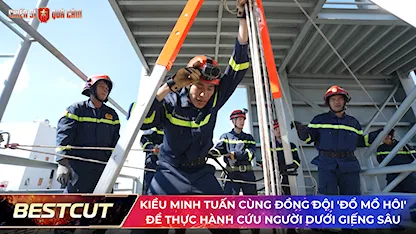 Kiều Minh Tuấn cùng đồng đội 'đổ mồ hôi' để thực hành cứu người dưới giếng sâu